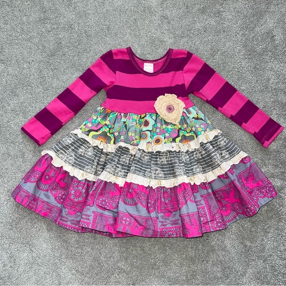 2T Giggle Moon Eternal Bliss Twirl Ruffle Ling Sleeve Fall Dress & Headband Set - Picture 4 of 10